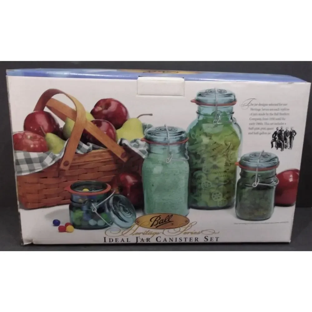 New! Vintage Ball Heritage Series Ideal Jar Aqua Canister Set 1998-Brand New!